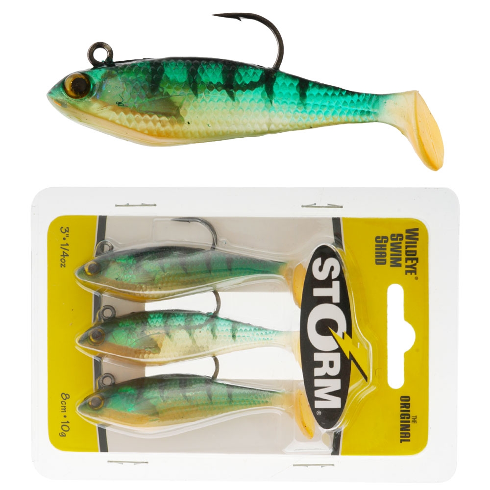 Storm Wildeye Swim Shad Rigged Soft Bait 8cm Qty 3 Perch