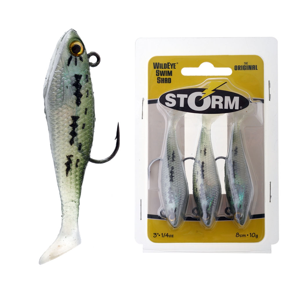 Storm Wildeye Swim Shad Rigged Soft Bait 8cm Qty 3 Baby Bass