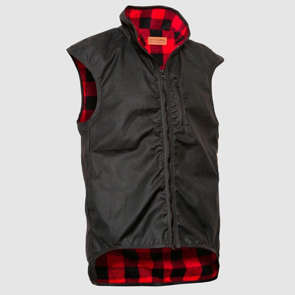 Styx Mill Oilskin Red Check Wool Lined Province Vest