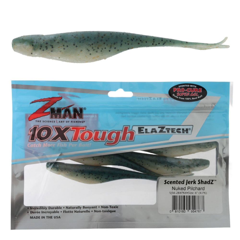 Z-Man Jerk ShadZ Scented Soft Bait 15cm Qty 4 Nuked Pilchard