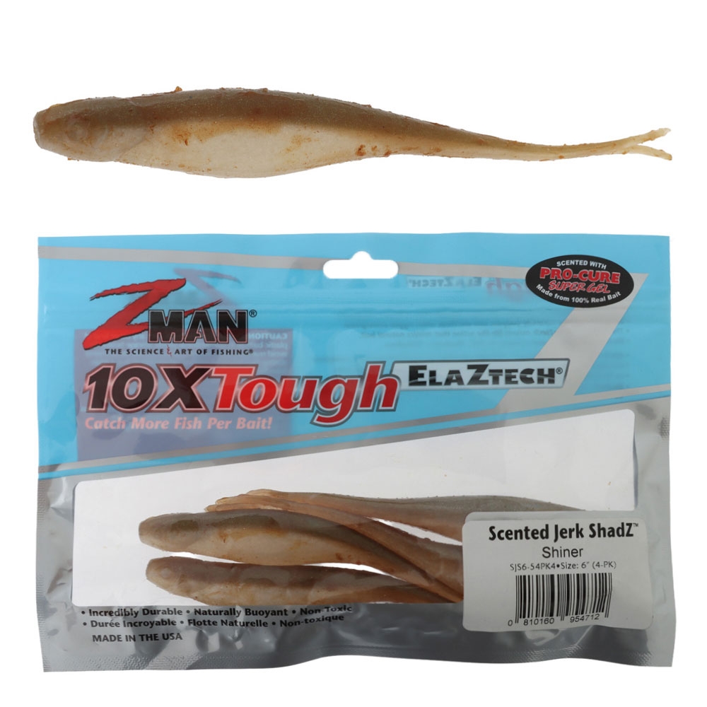 Z-Man Jerk ShadZ Scented Soft Bait 15cm Qty 4 Shiner