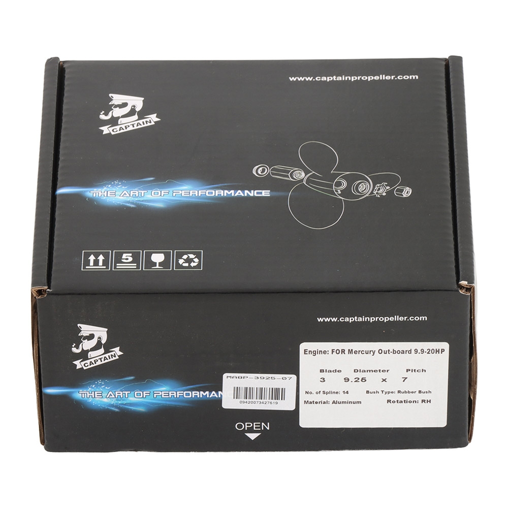 Aluminium Alloy 3-Blade Propeller for Mariner/Mercury 9.9-20HP Outboard 9.25 x 7in