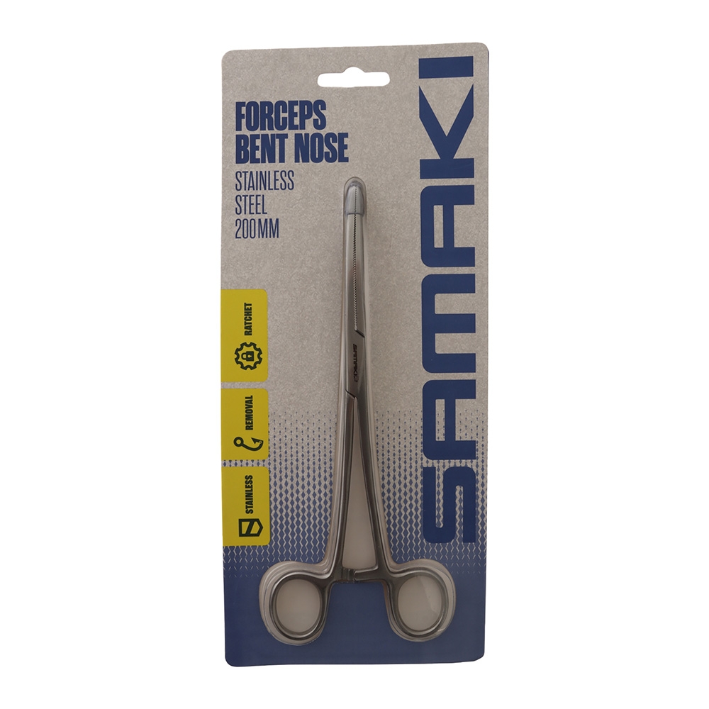 Samaki Stainless Bent Nose Forceps 200mm