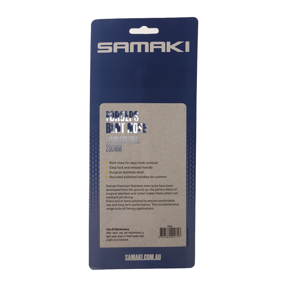 Samaki Stainless Bent Nose Forceps 200mm