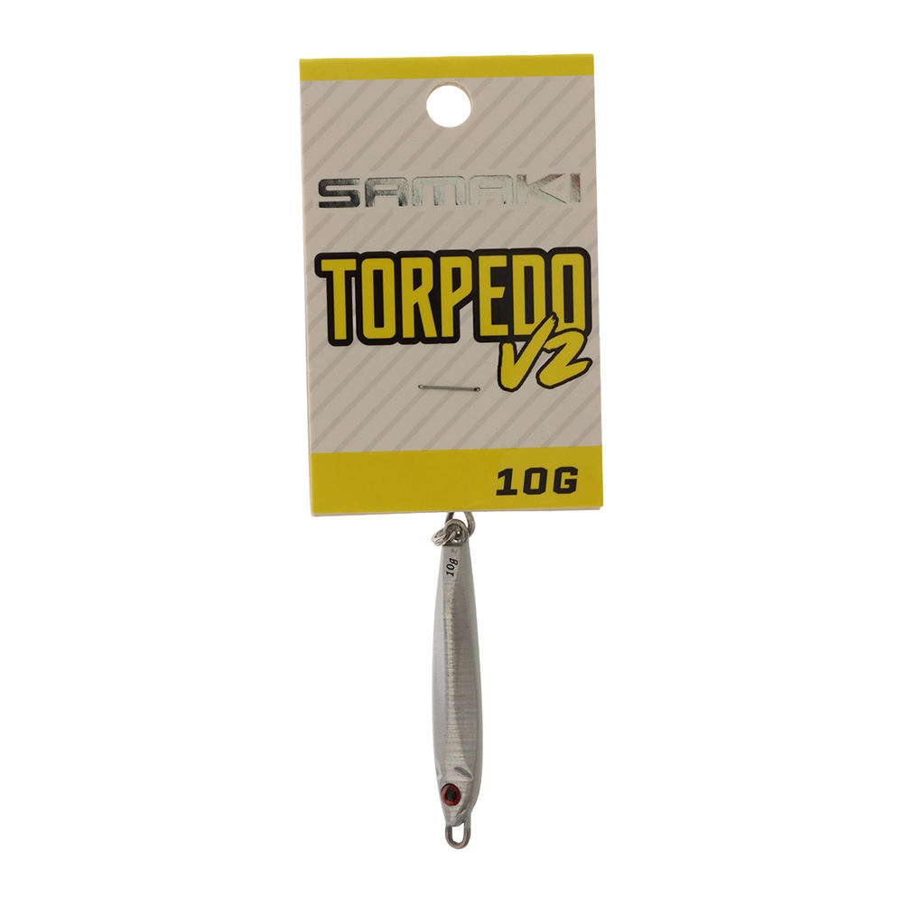 Samaki Torpedo V2 Long Cast Metal Spinner Lure 10g Pearl White