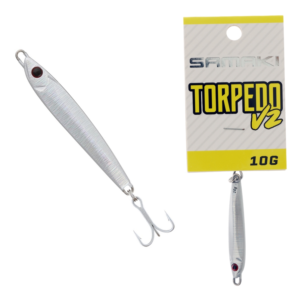 Samaki Torpedo V2 Metal Spinner Lure 10g Pearl White