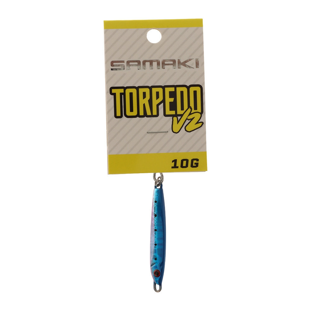 Samaki Torpedo V2 Long Cast Metal Spinner Lure 10g Blue Pink Silver