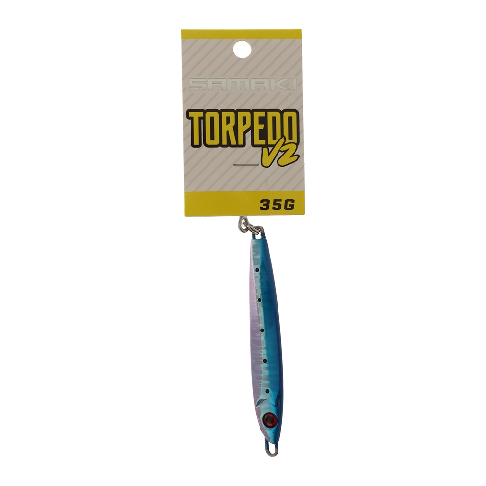 Samaki Torpedo V2 Long Cast Metal Spinner Lure 35g Blue Pink Silver