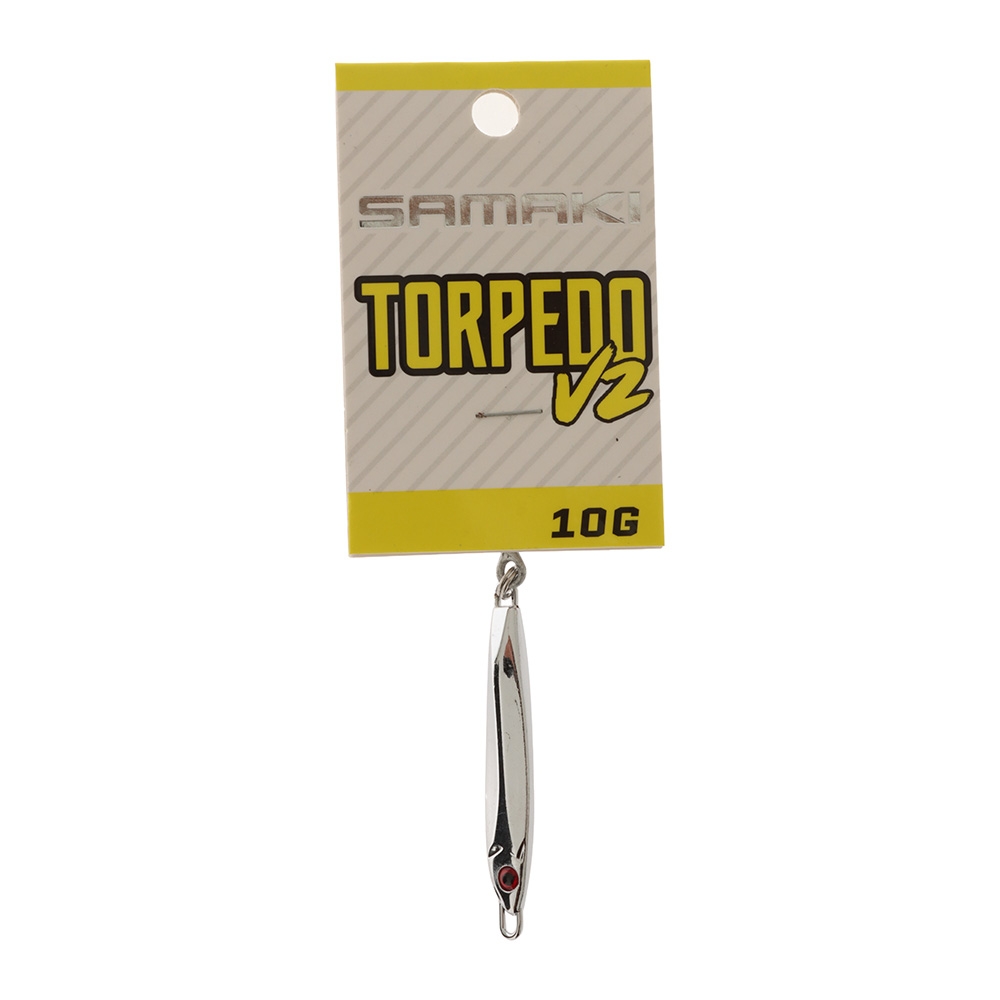 Samaki Torpedo V2 Long Cast Metal Spinner Lure 10g Chrome Silver