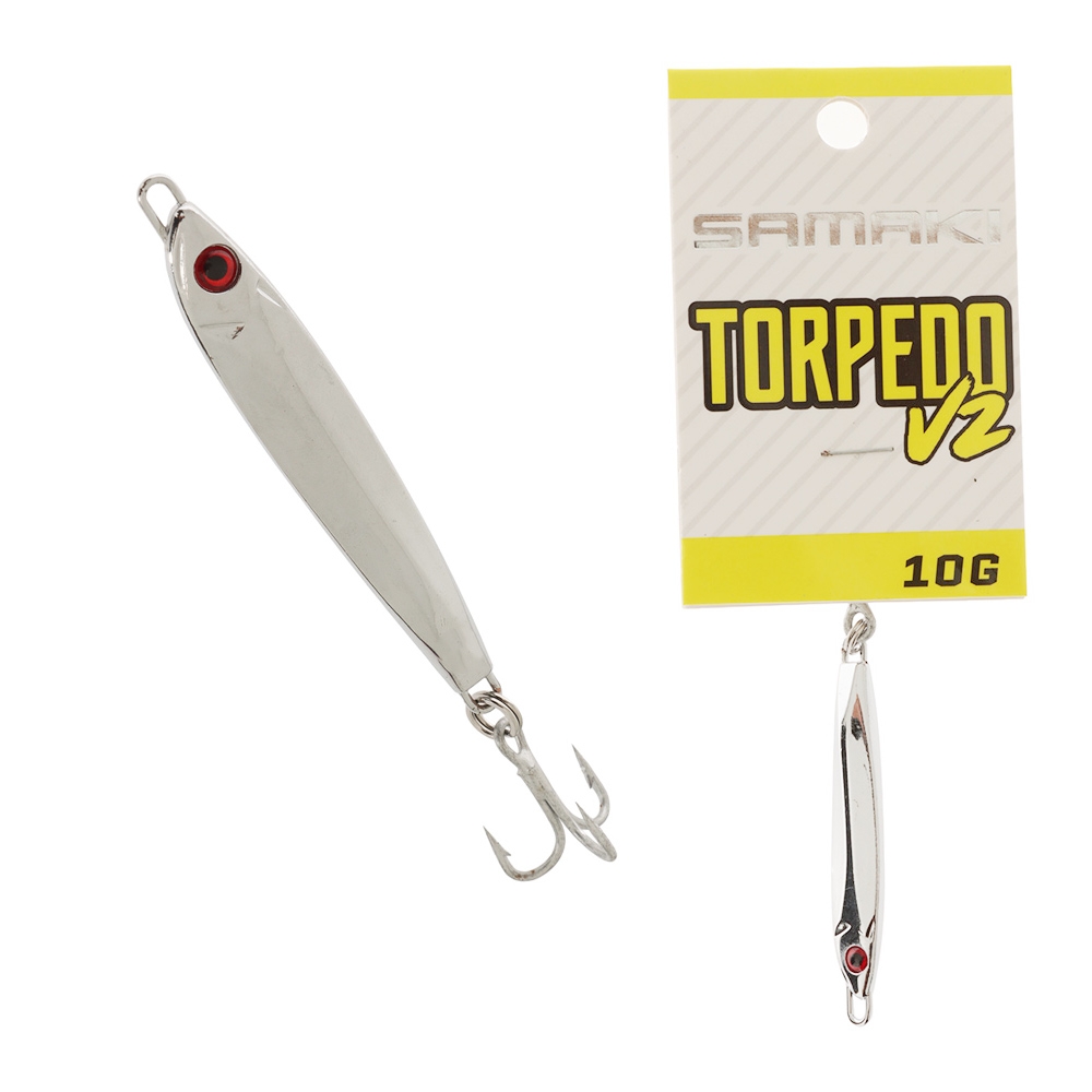 Samaki Torpedo V2 Metal Spinner Lure 10g Chrome Silver