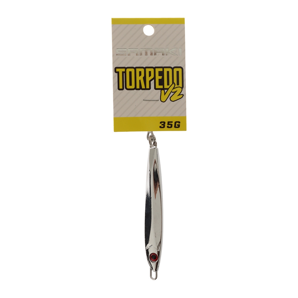 Samaki Torpedo V2 Long Cast Metal Spinner Lure 35g Chrome Silver