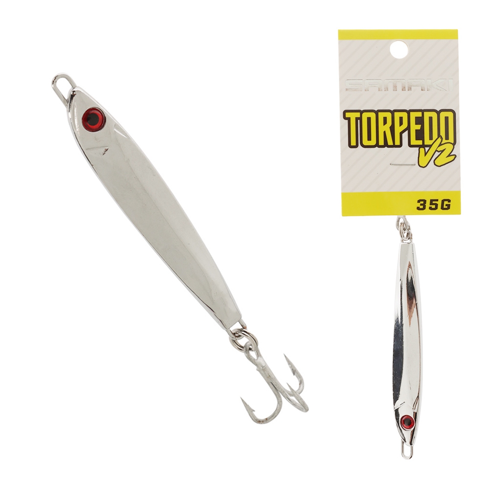 Samaki Torpedo V2 Metal Spinner Lure 35g Chrome Silver