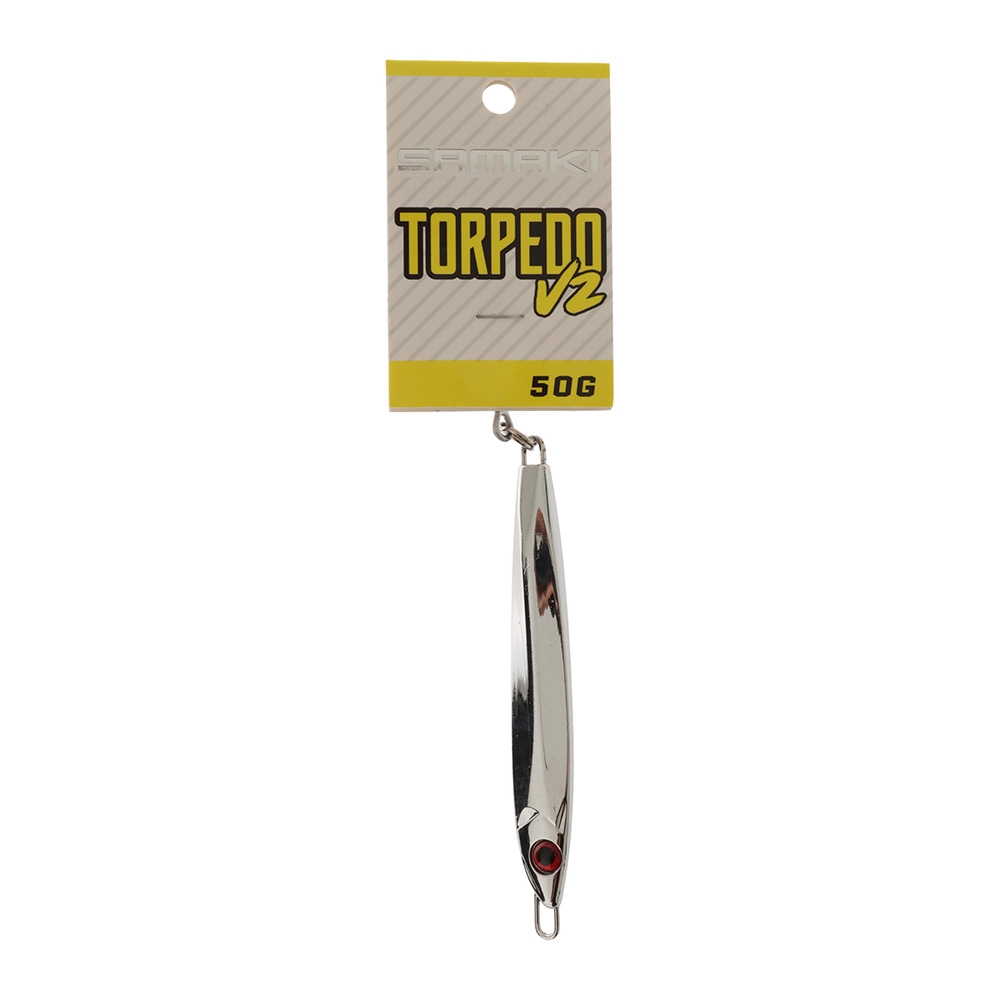 Samaki Torpedo V2 Long Cast Metal Spinner Lure 50g Chrome Silver