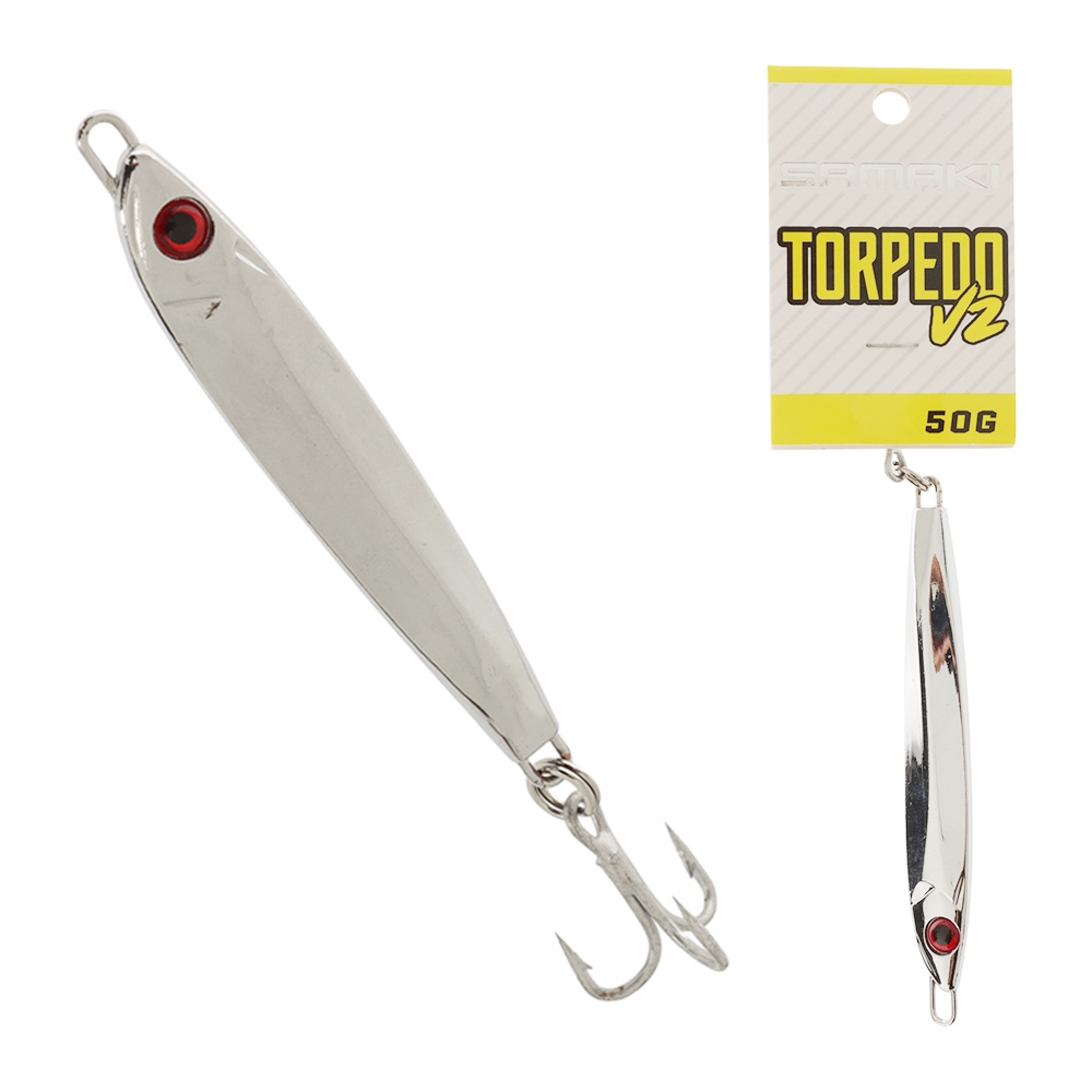 Samaki Torpedo V2 Metal Spinner Lure 50g Chrome Silver