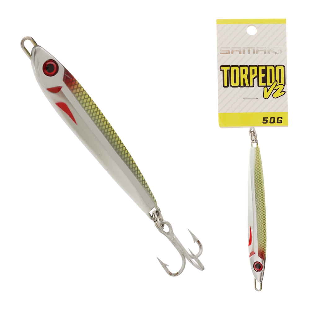 Samaki Torpedo V2 Metal Spinner Lure 50g Whitebait