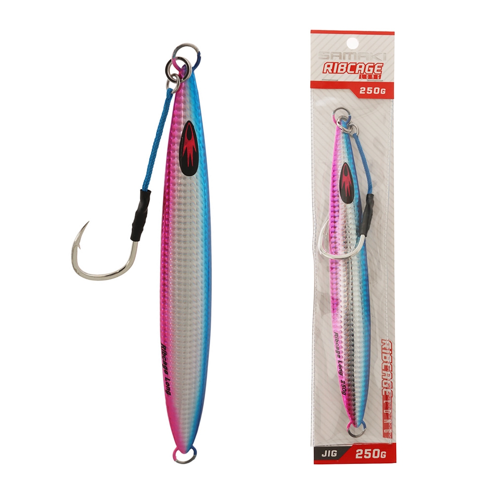 Samaki Ribcage Long Deep Water Metal Jig 250g Bubble Gum