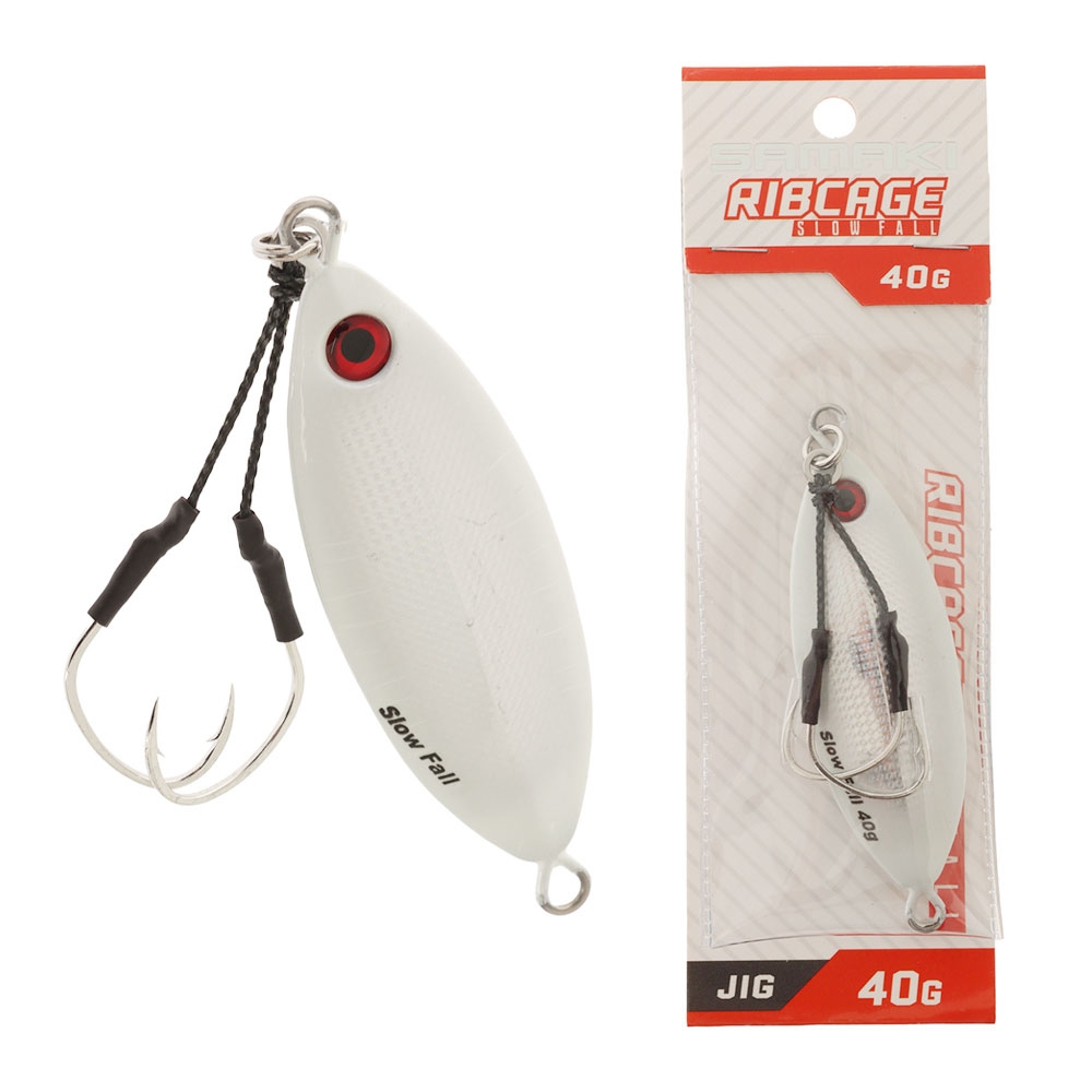 Samaki Ribcage Slow Fall Jig 40g Glow n Silver