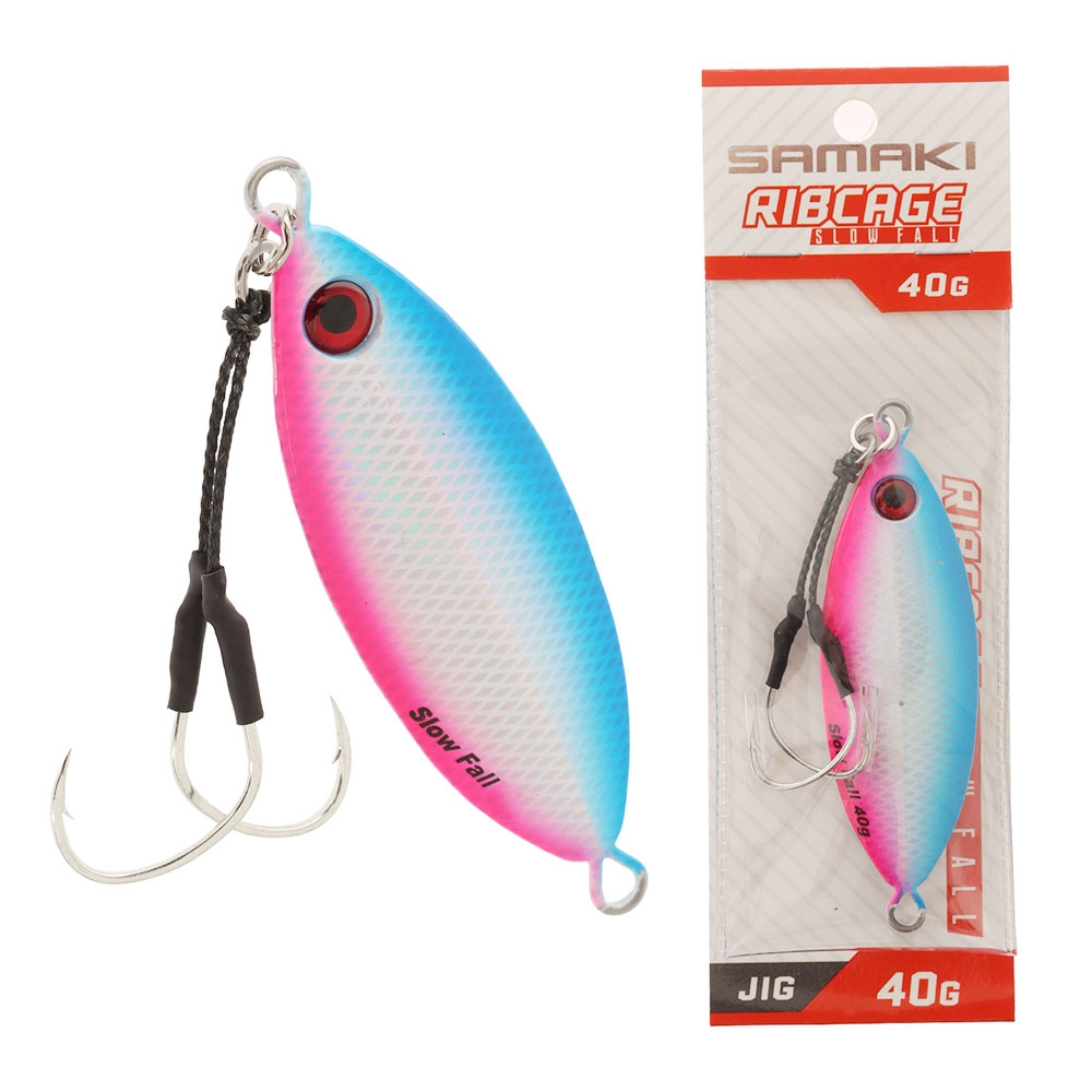 Samaki Ribcage Slow Fall Jig 40g Blue Pink Silver