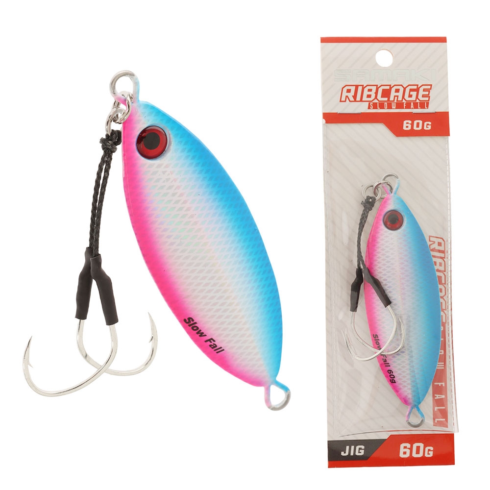 Samaki Ribcage Slow Fall Jig 60g Blue Pink Silver