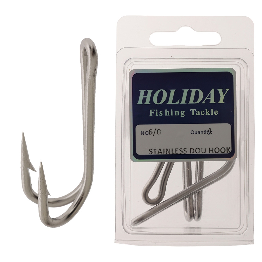 Holiday Stainless Steel Double Hook 6/0 Qty 4