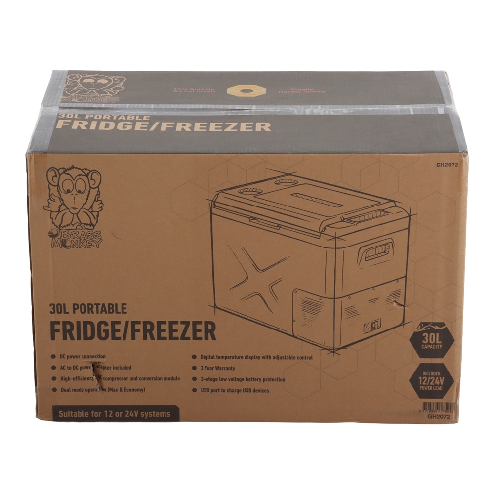 Brass Monkey Portable Fridge/Freezer 30L 12/24V DC 230V AC