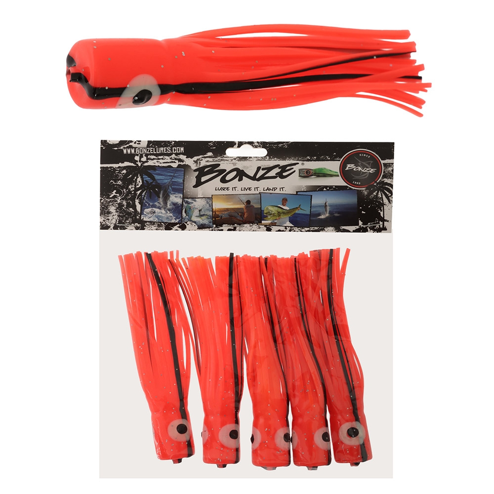 Bonze Chugger Head Skirted Game Lure Small Qty 5 Orange Black