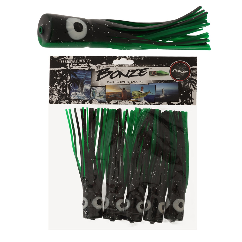 Bonze Chugger Head Skirted Game Lure Small Qty 5 Black/Green