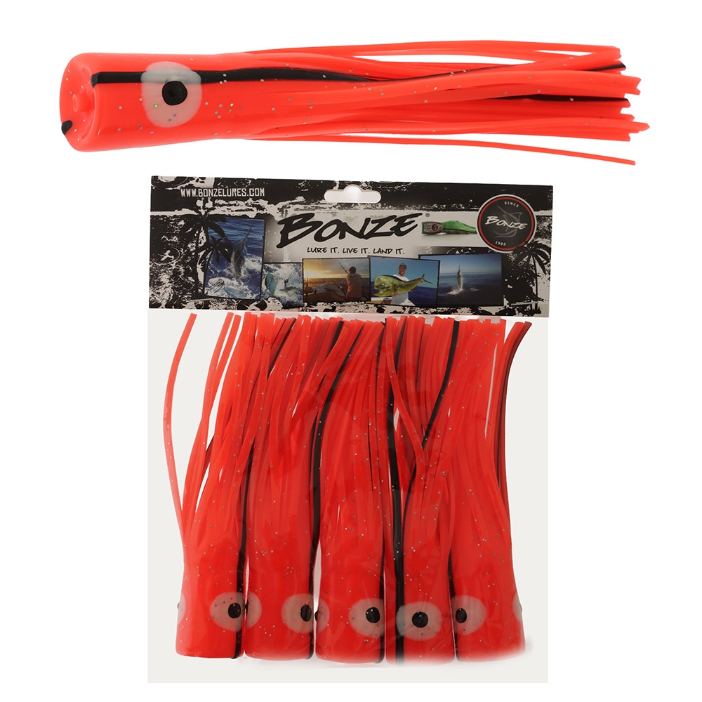 Bonze Chugger Head Skirted Game Lure Large Qty 5 Orange Black
