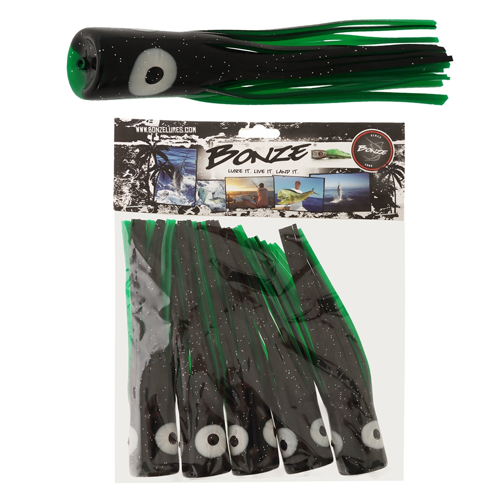 Bonze Chugger Head Skirted Game Lure Large Qty 5 Black/Green