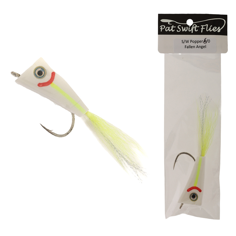 Pat Swift Saltwater Popper Fly Fluorescent Yellow/White 4/0