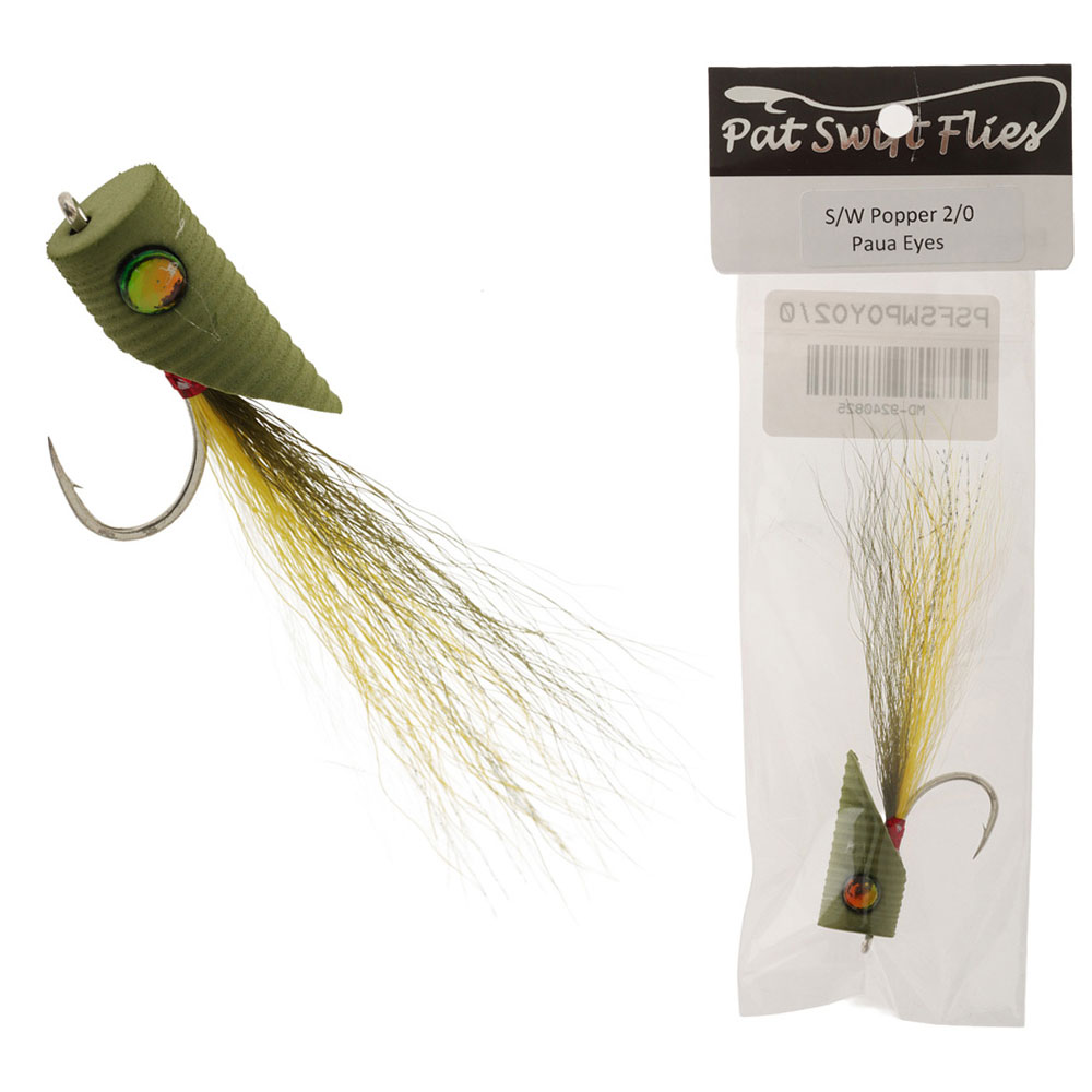 Pat Swift Saltwater Popper Fly Olive/Yellow/Olive 2/0