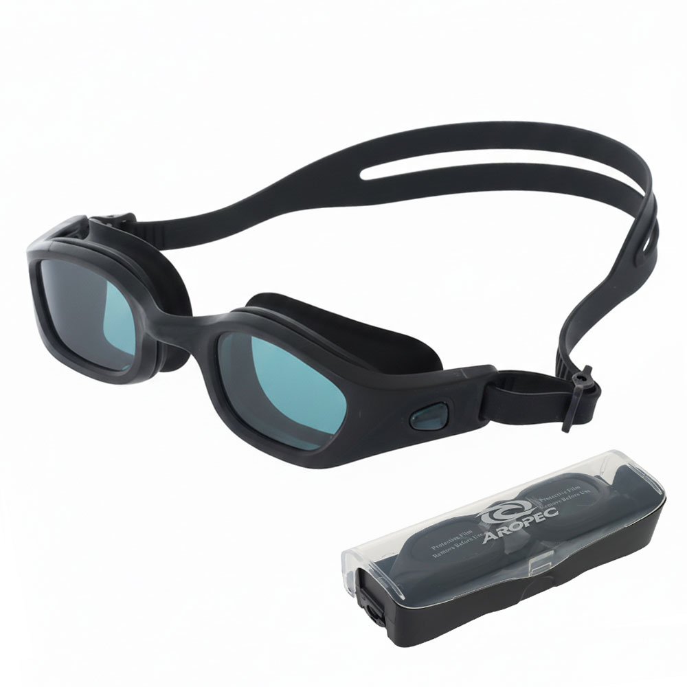 Aropec Soft Silicone Adult Swimming Goggles Black
