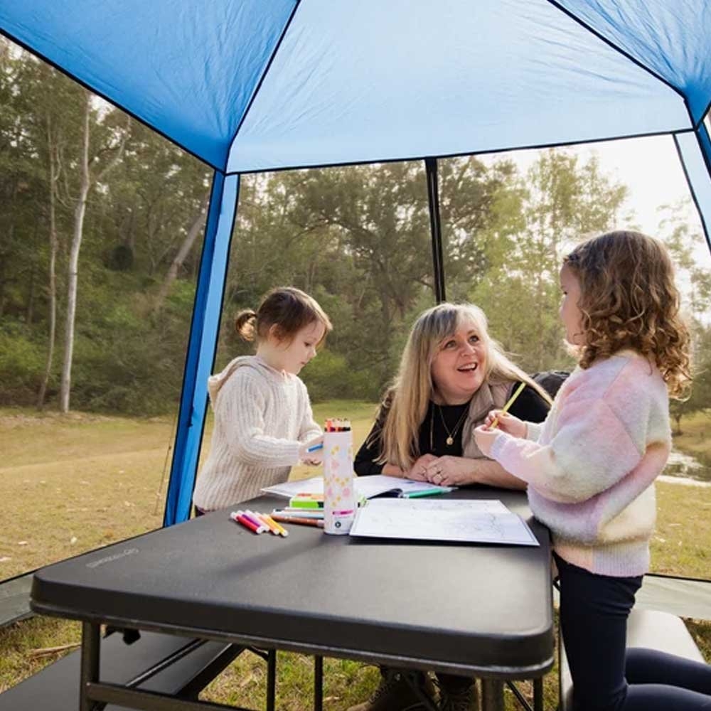 OZtrail Ironside 3-Piece Folding Camping Table and Bench Set - Scratched