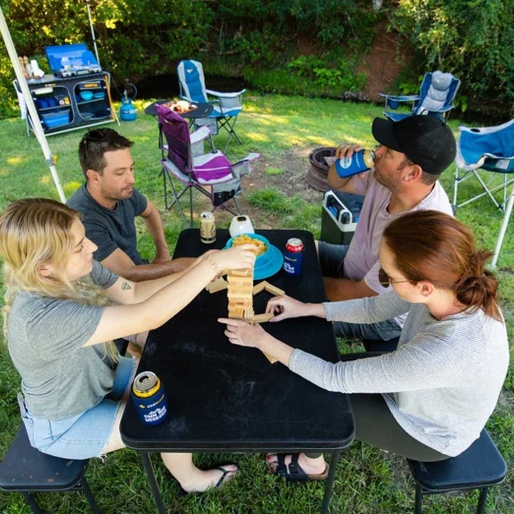OZtrail Ironside 3-Piece Folding Camping Table and Bench Set
