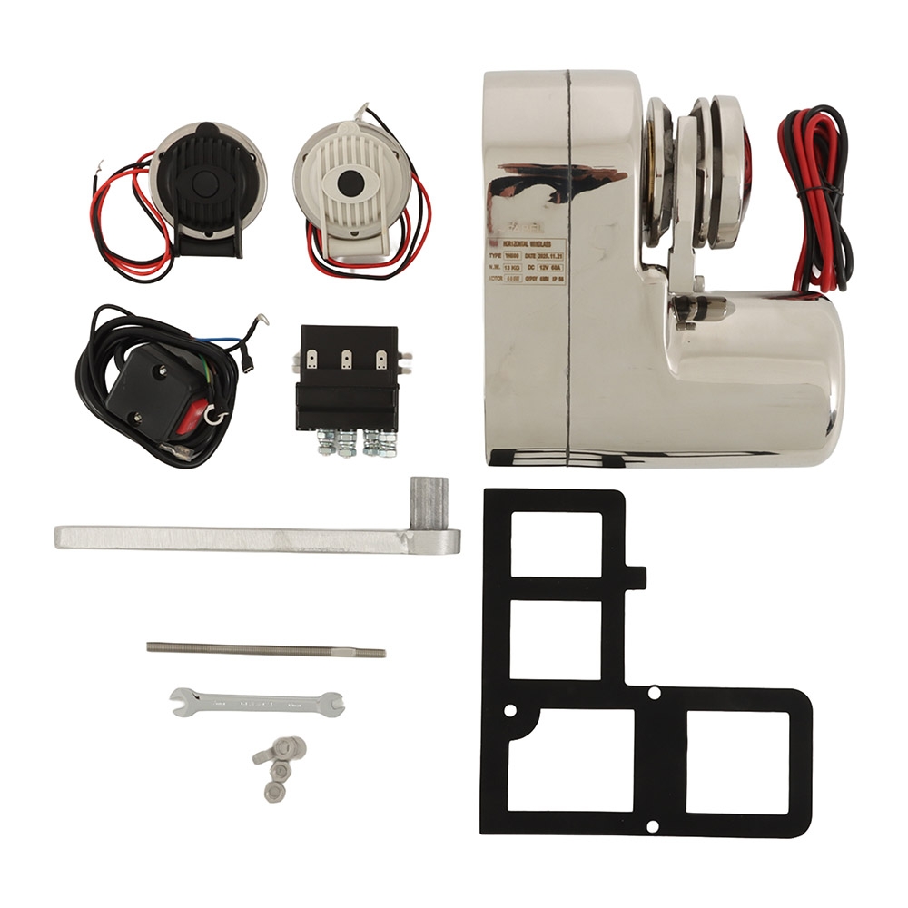 Horizontal Anchor Windlass Winch Low Profile 12V/ 24V 600W Suits DIN 766 6mm Chain
