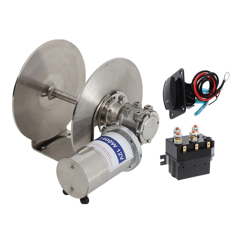 Stainless Steel Slim Series Electric Drum Winch 1400W 12V/24V