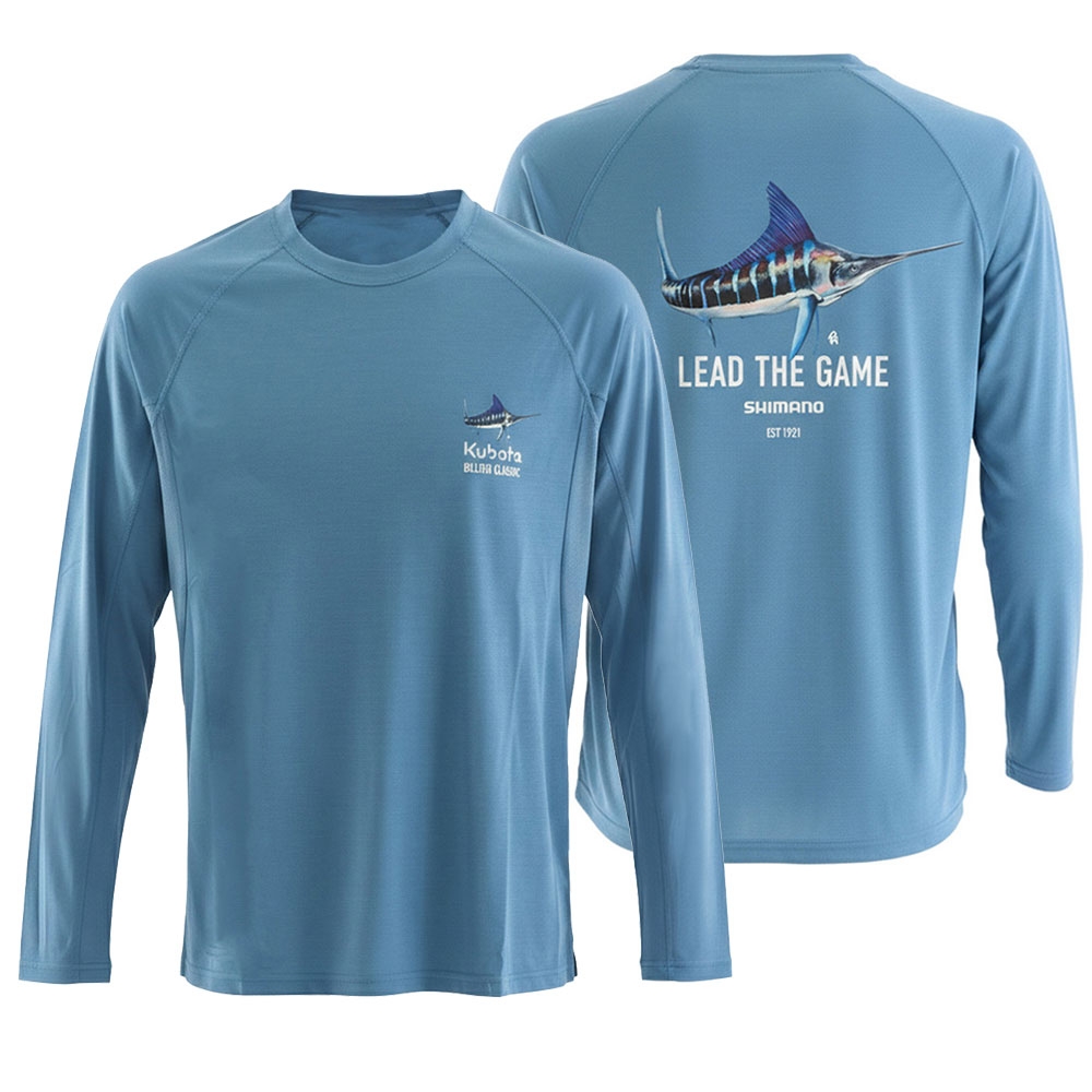 Shimano Kubota Billfish Classic Lead The Game Mens Long Sleeve Shirt Blue