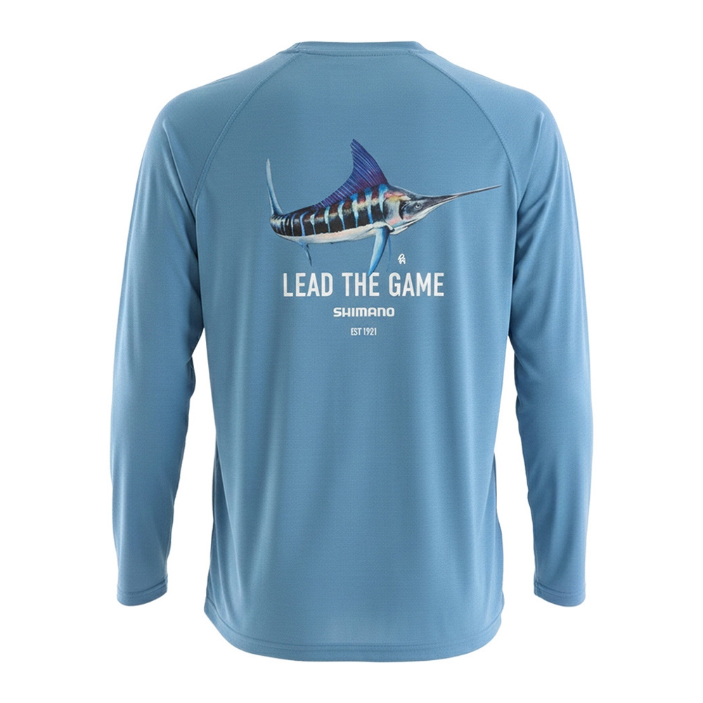 Shimano Kubota Billfish Classic Lead The Game Mens Long Sleeve Shirt Blue