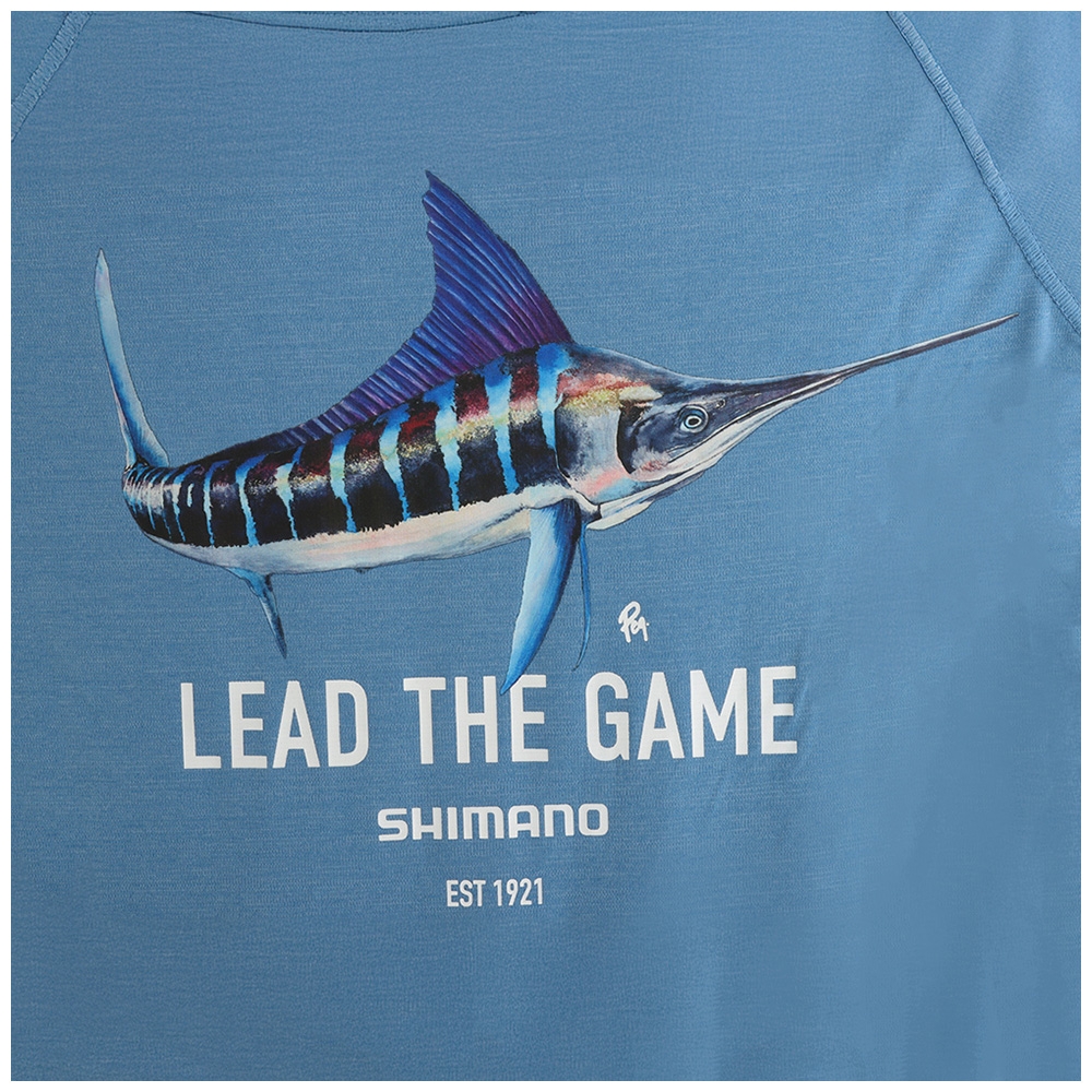 Shimano Kubota Billfish Classic Lead The Game Mens Long Sleeve Shirt Blue