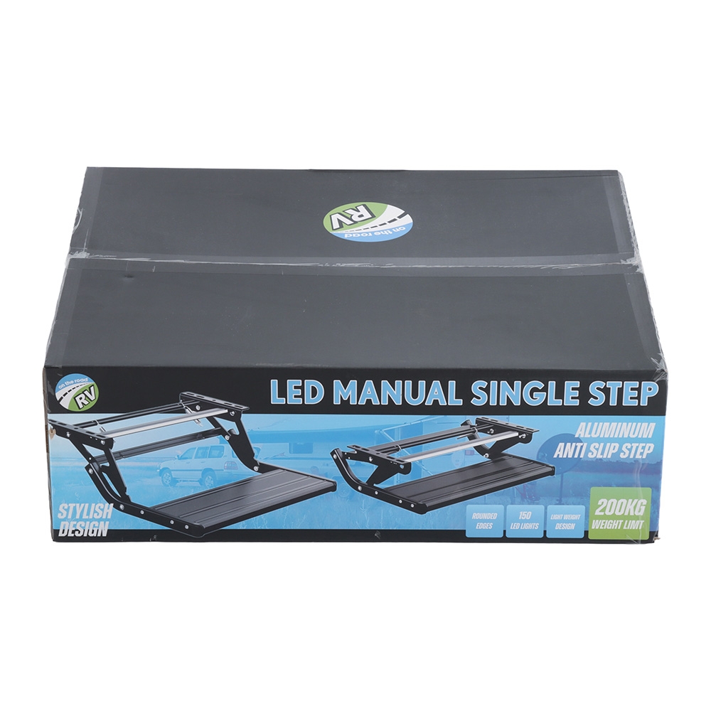 On the Road RV Single Aluminium Step with LED Light