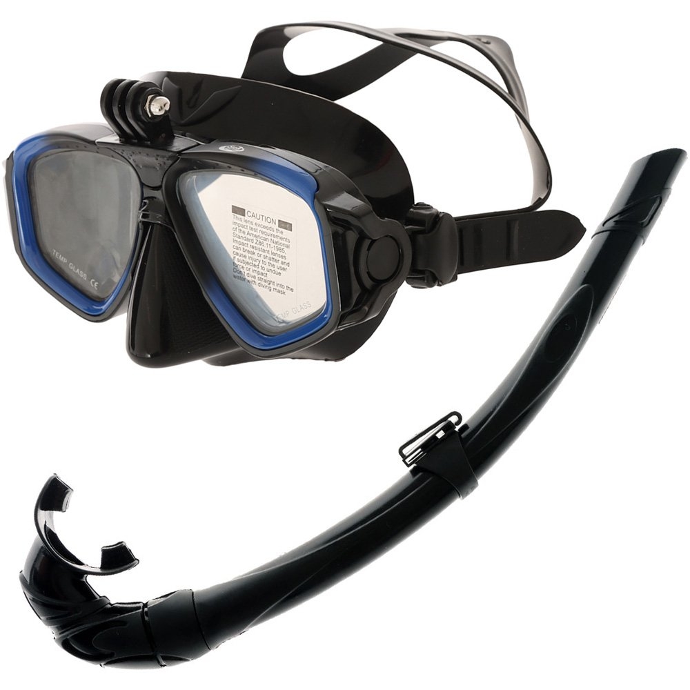 Sea Harvester Action Camera Low Volume Spearfishing Mask and Snorkel Set with Fins