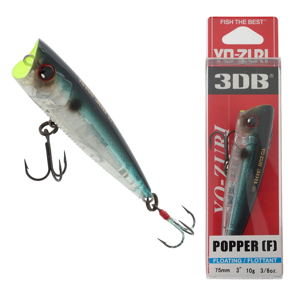 Yo-Zuri 3DB Popper Floating Lure 75mm 10g Prism Shad