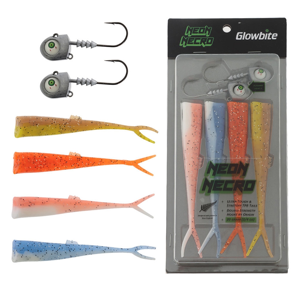Glowbite Neon Necro Flashing Soft Bait Sampler Pack 6in 20g