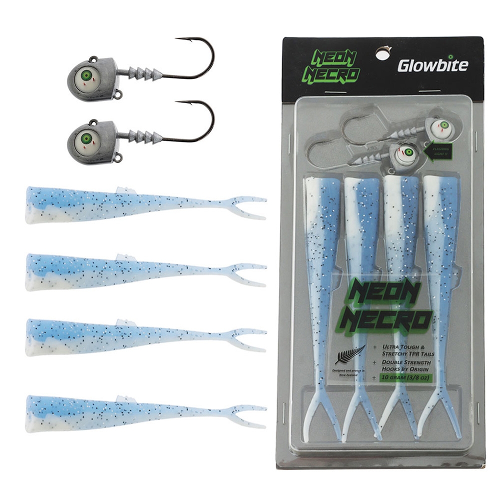 Glowbite Neon Necro Flashing Soft Bait 6in 10g Lumo Pilchard