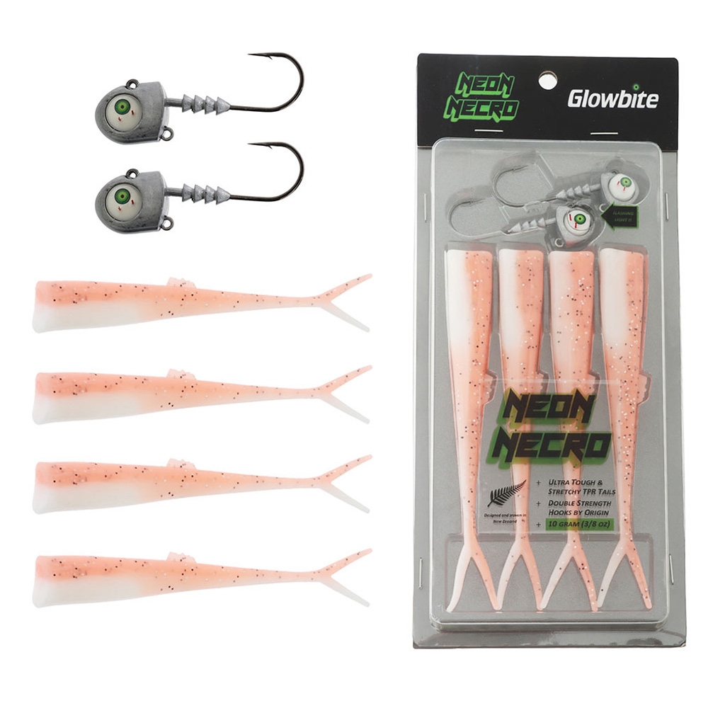 Glowbite Neon Necro Flashing Soft Bait 6in 10g Lumo Pink