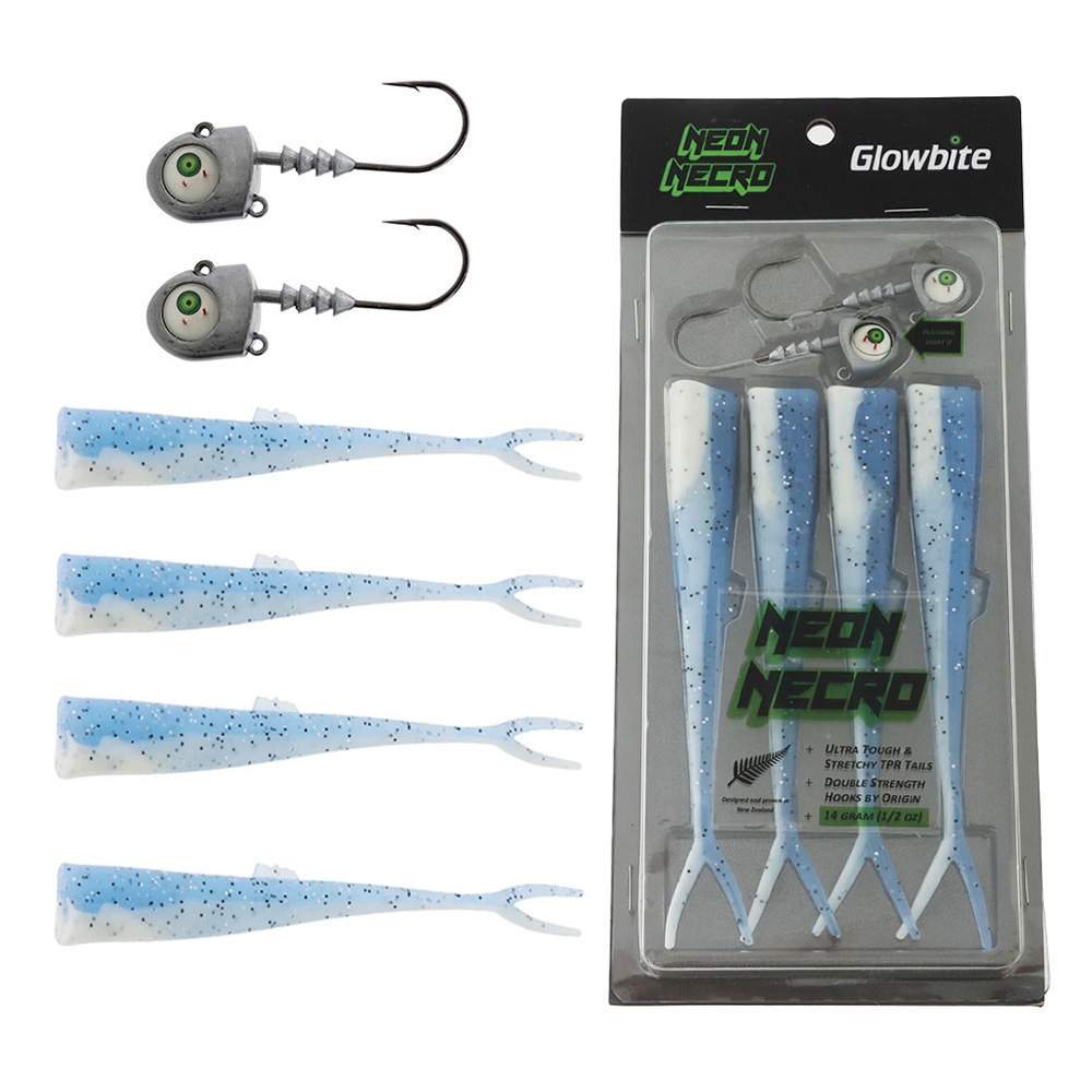 Glowbite Neon Necro Flashing Soft Bait 6in 20g Lumo Pilchard