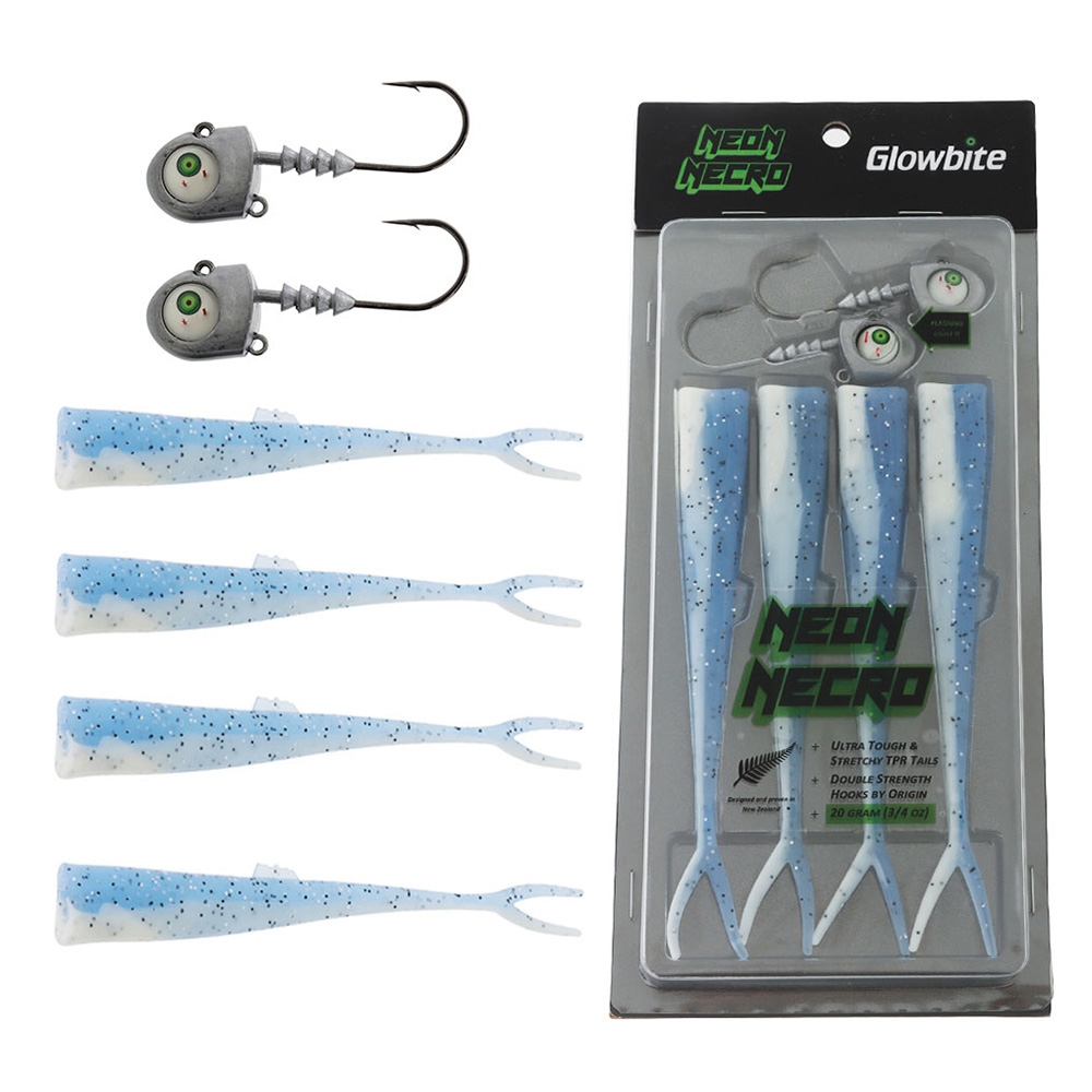 Glowbite Neon Necro Flashing Soft Bait 6in 28g Lumo Pilchard