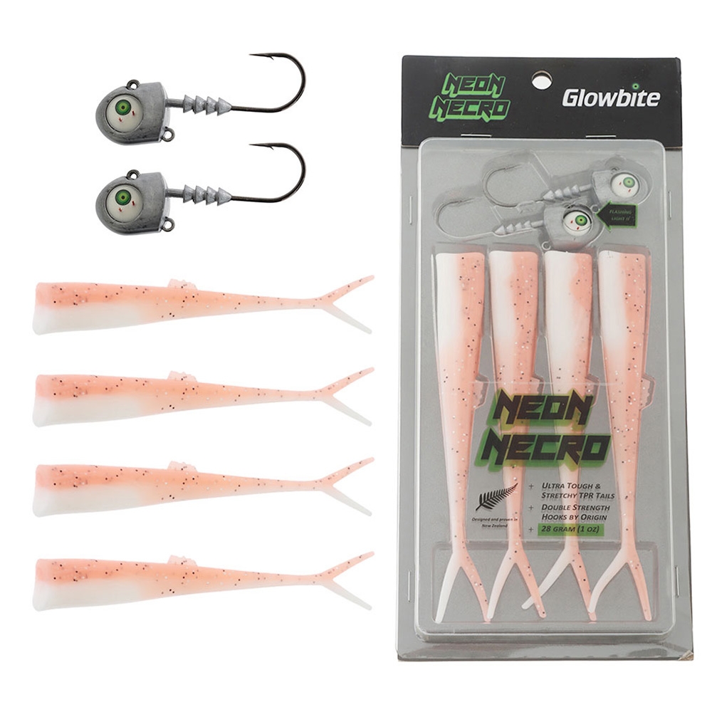 Glowbite Neon Necro Flashing Soft Bait 6in 28g Lumo Pink