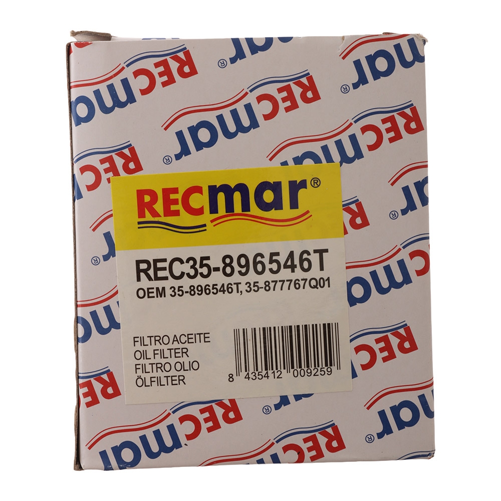 Recmar 35-896546T Oil Filter for MerCruiser Verado 135HP/150HP/175HP/200HP Outboard Engines