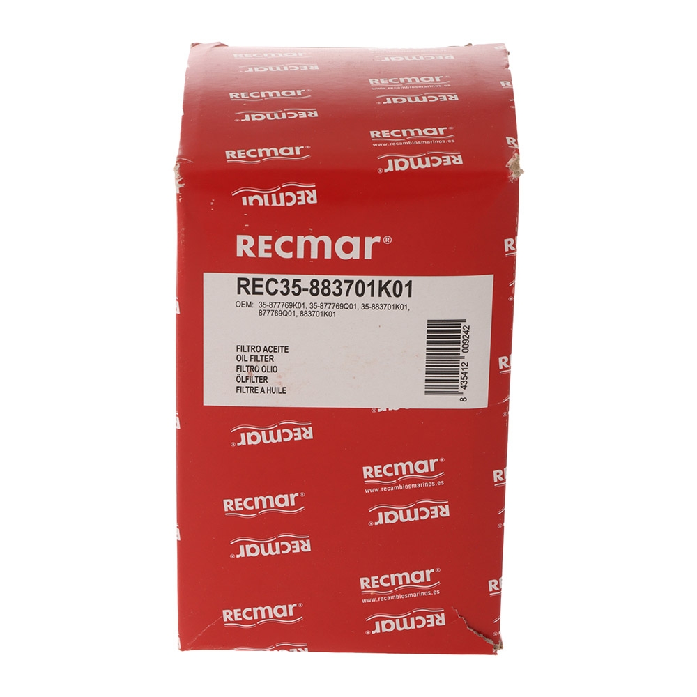 Recmar 35-883701K01 Oil Filter for MerCruiser Verado 200HP/225HP/250HP/275HP/300HP Outboard Engines